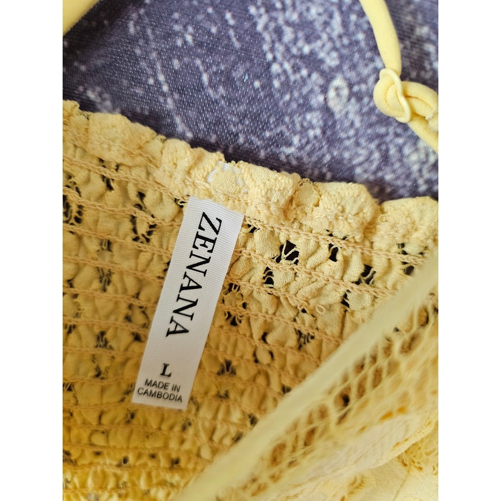 Zenana Yellow Lace Bralette Adjustable Straps Smocked Back Floral Large - Picture 3 of 5